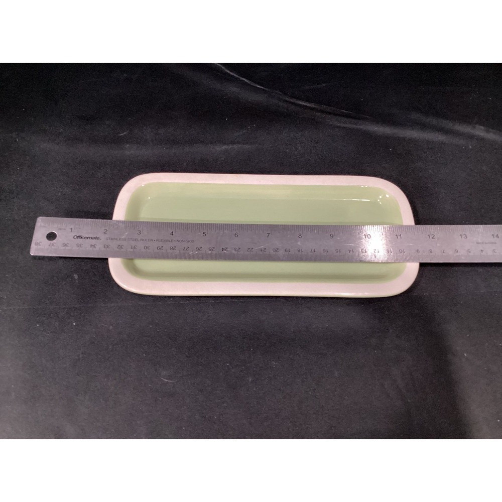 Pastel Green White Trim Ceramic Serving Tray